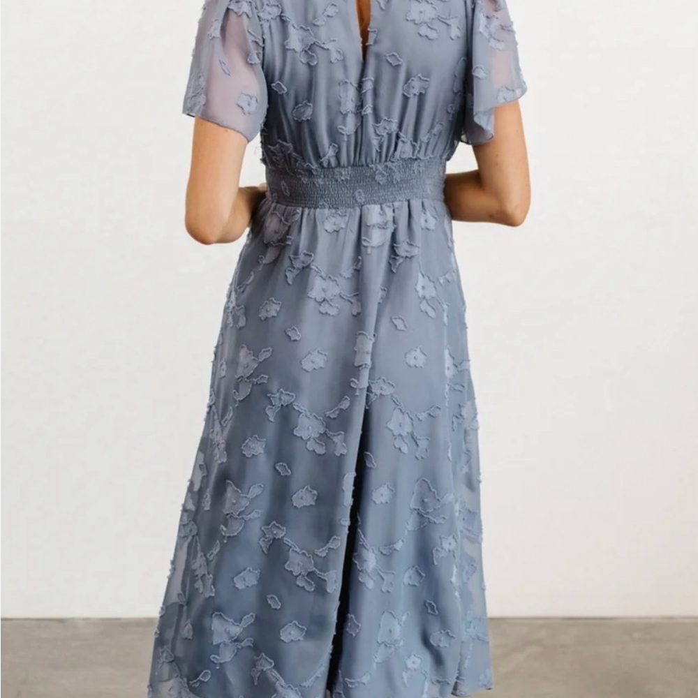 June Blue Smocked Midi Dress Baltic Born